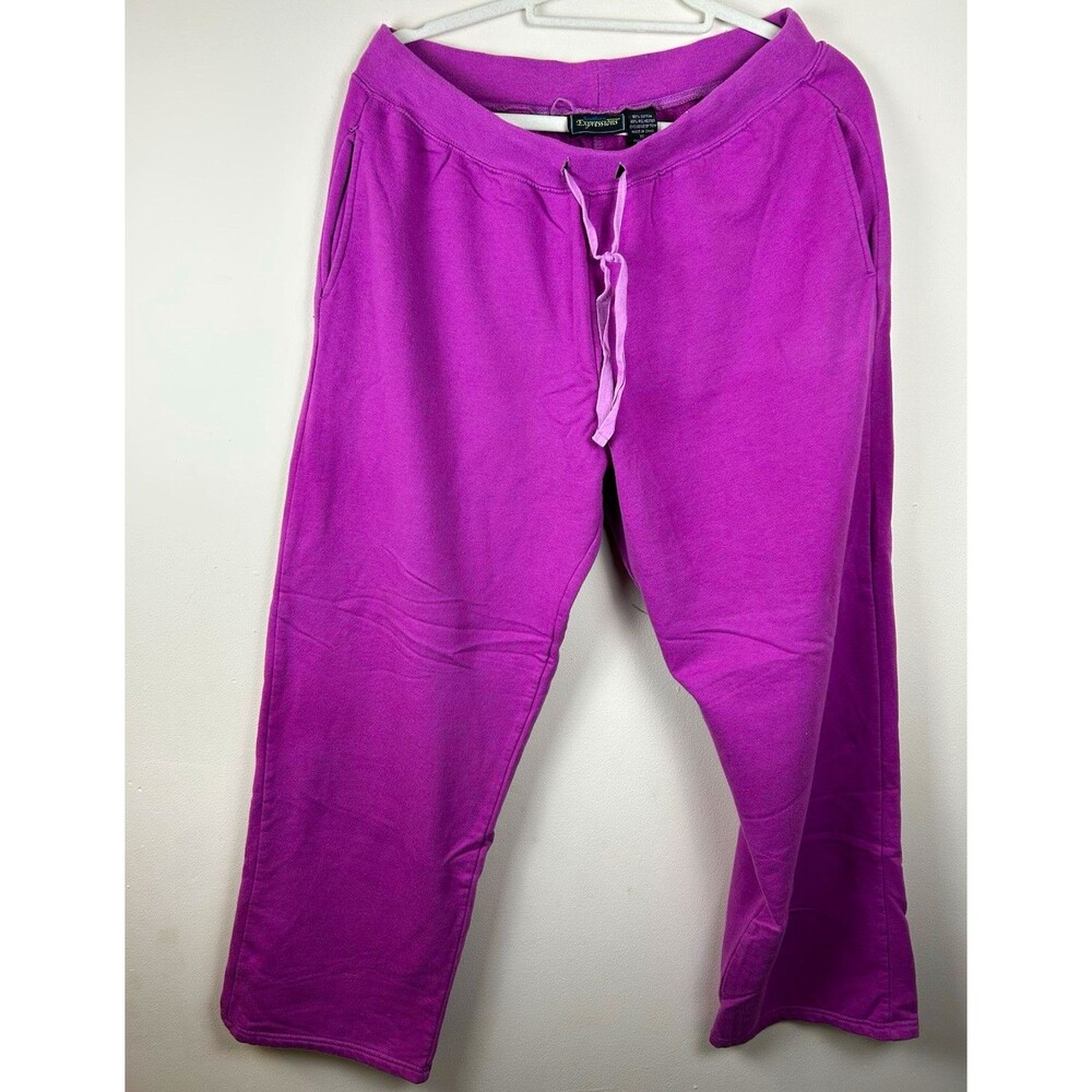 VTG Y2K Southern Expressions XL Purple Fleece Sweatpants Straight Leg Pockets